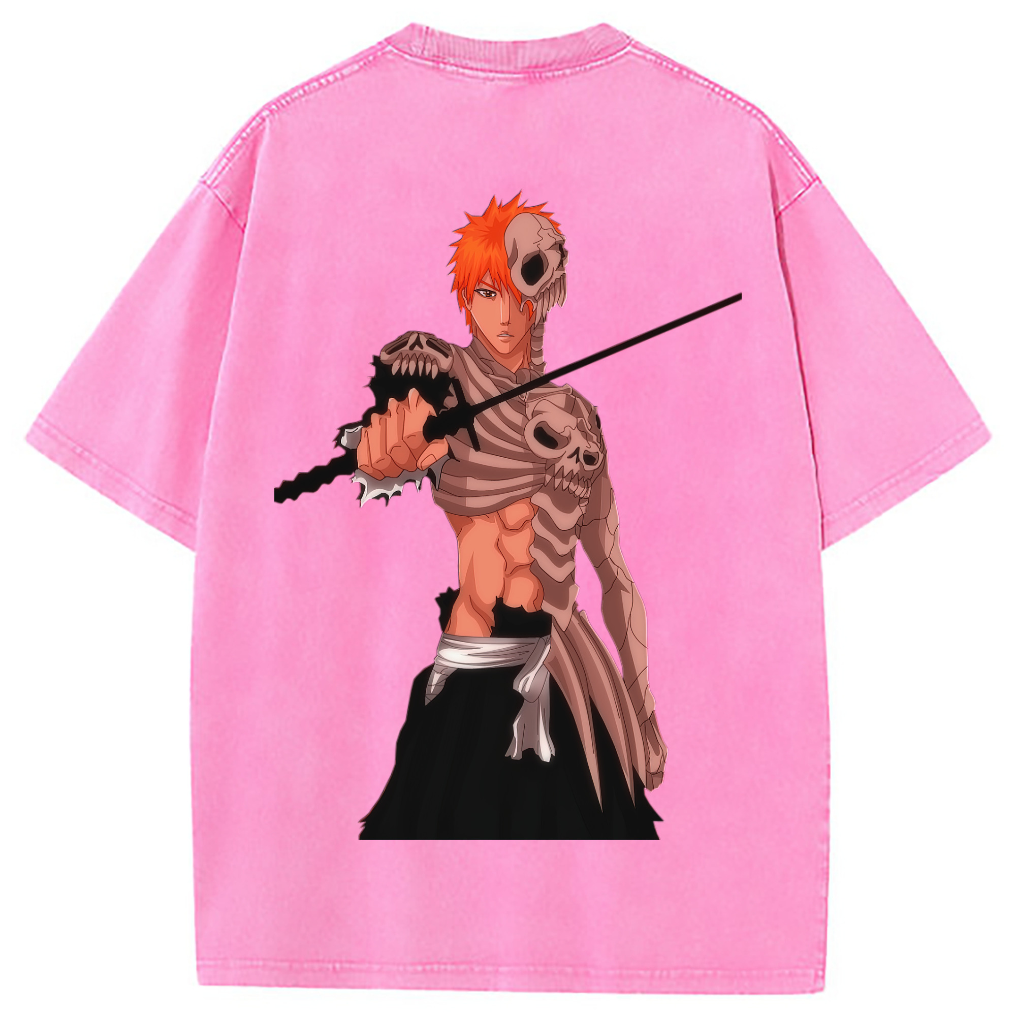 （画像用） ブリーチ 黒崎一護（くろさき いちご）BLEACH Kurosaki Ichigo 綿100% ヴィンテージ風 半袖Tシャツ（背面プリント）